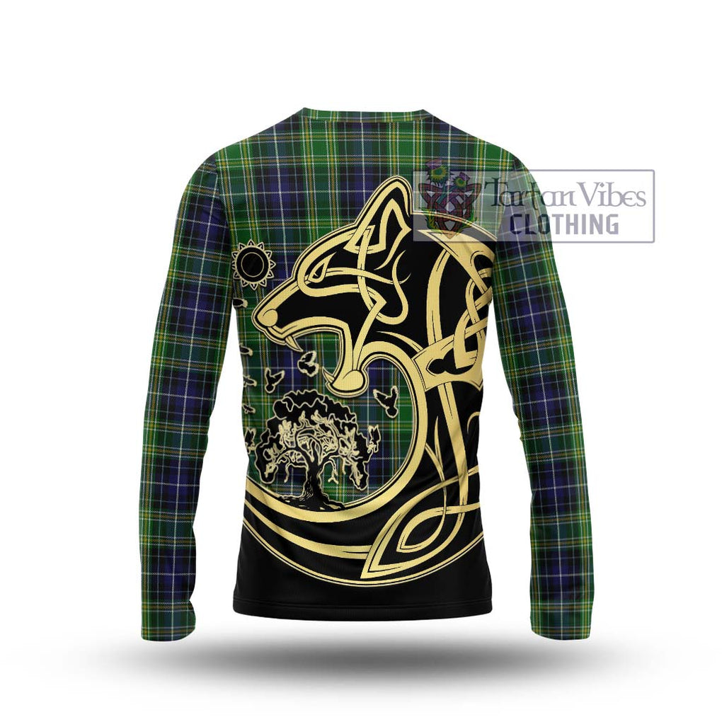 McKellar Tartan Long Sleeve T-Shirt with Family Crest Celtic Wolf Style - Tartan Vibes Clothing