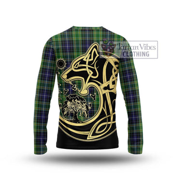 McKellar Tartan Long Sleeve T-Shirt with Family Crest Celtic Wolf Style - Tartan Vibes Clothing