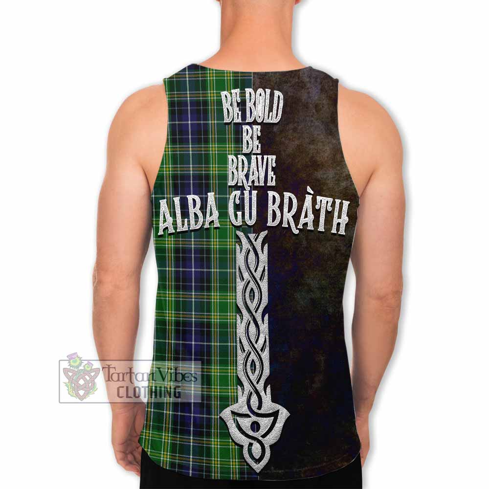 Tartan Vibes Clothing McKellar Tartan Family Crest Men's Tank Top Alba Gu Brath Be Brave Lion Ancient Style