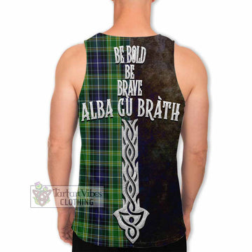 Tartan Vibes Clothing McKellar Tartan Family Crest Men's Tank Top Alba Gu Brath Be Brave Lion Ancient Style