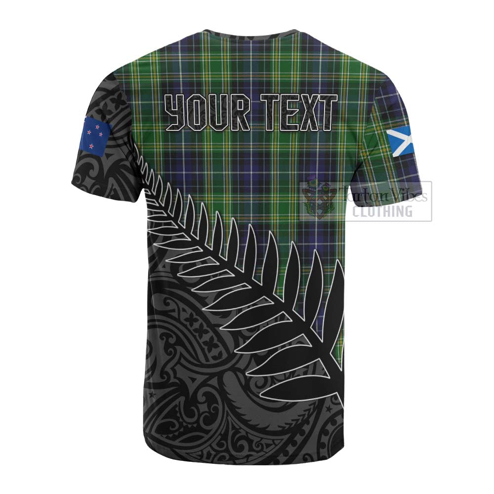 Tartan Vibes Clothing McKellar Crest Tartan Cotton T-shirt with New Zealand Silver Fern Half Style