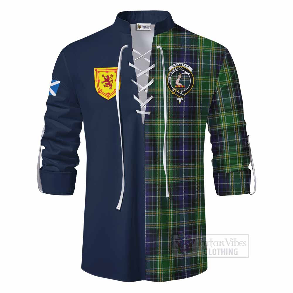 McKellar Tartan Ghillie Kilt Shirt Alba with Scottish Lion Royal Arm Half Style