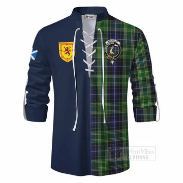 McKellar Tartan Ghillie Kilt Shirt Alba with Scottish Lion Royal Arm Half Style