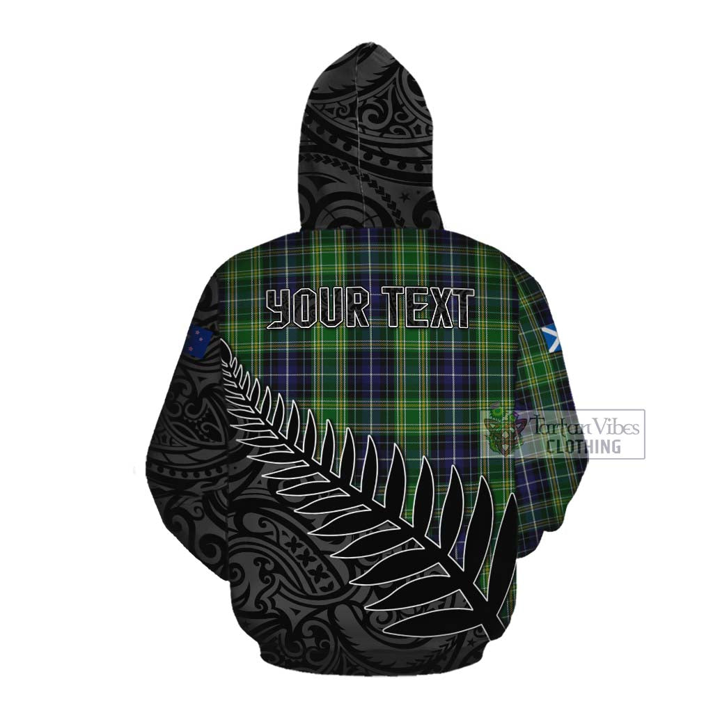 Tartan Vibes Clothing McKellar Crest Tartan Cotton Hoodie with New Zealand Silver Fern Half Style