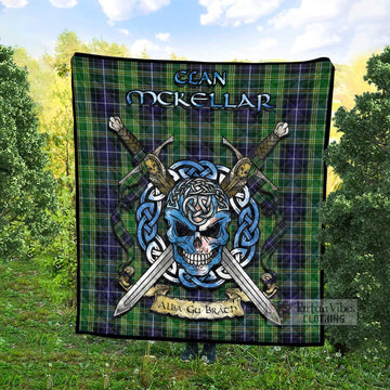 Tartan Vibes Clothing McKellar Tartan Quilt with Celtic Skull Alba Gu Brath Style