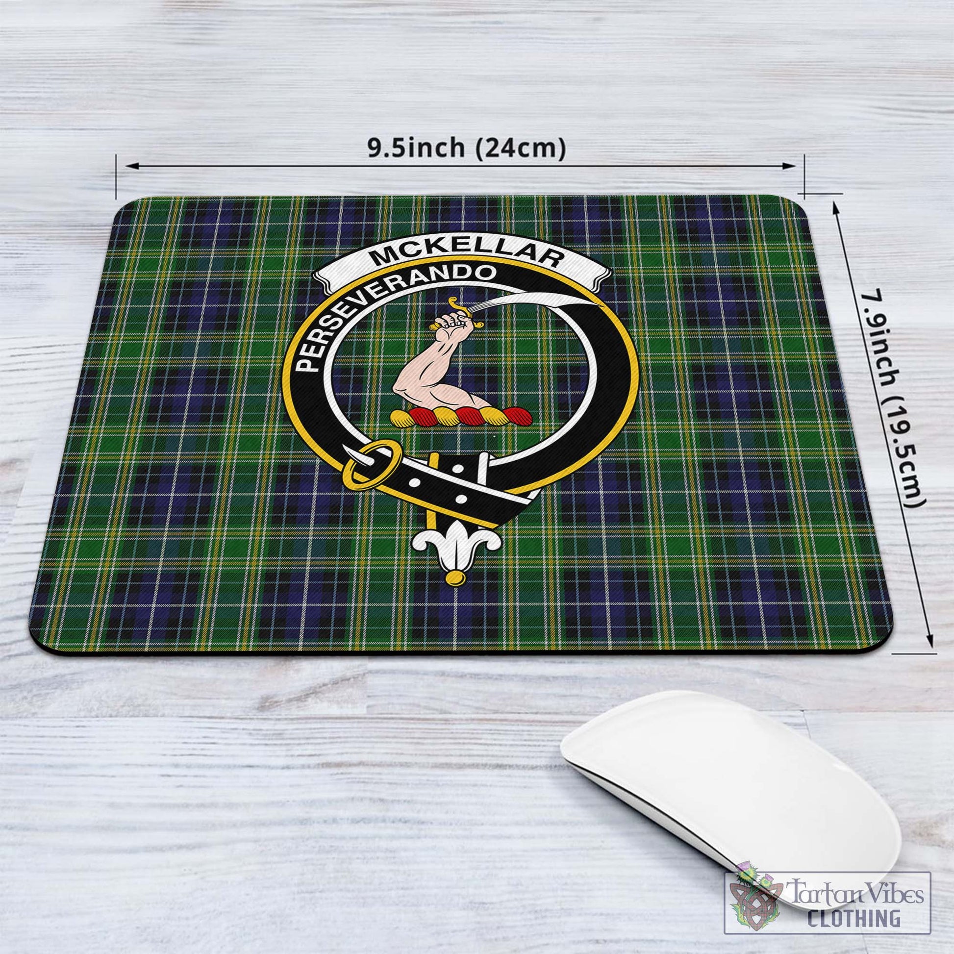 Tartan Vibes Clothing McKellar Tartan Mouse Pad with Family Crest