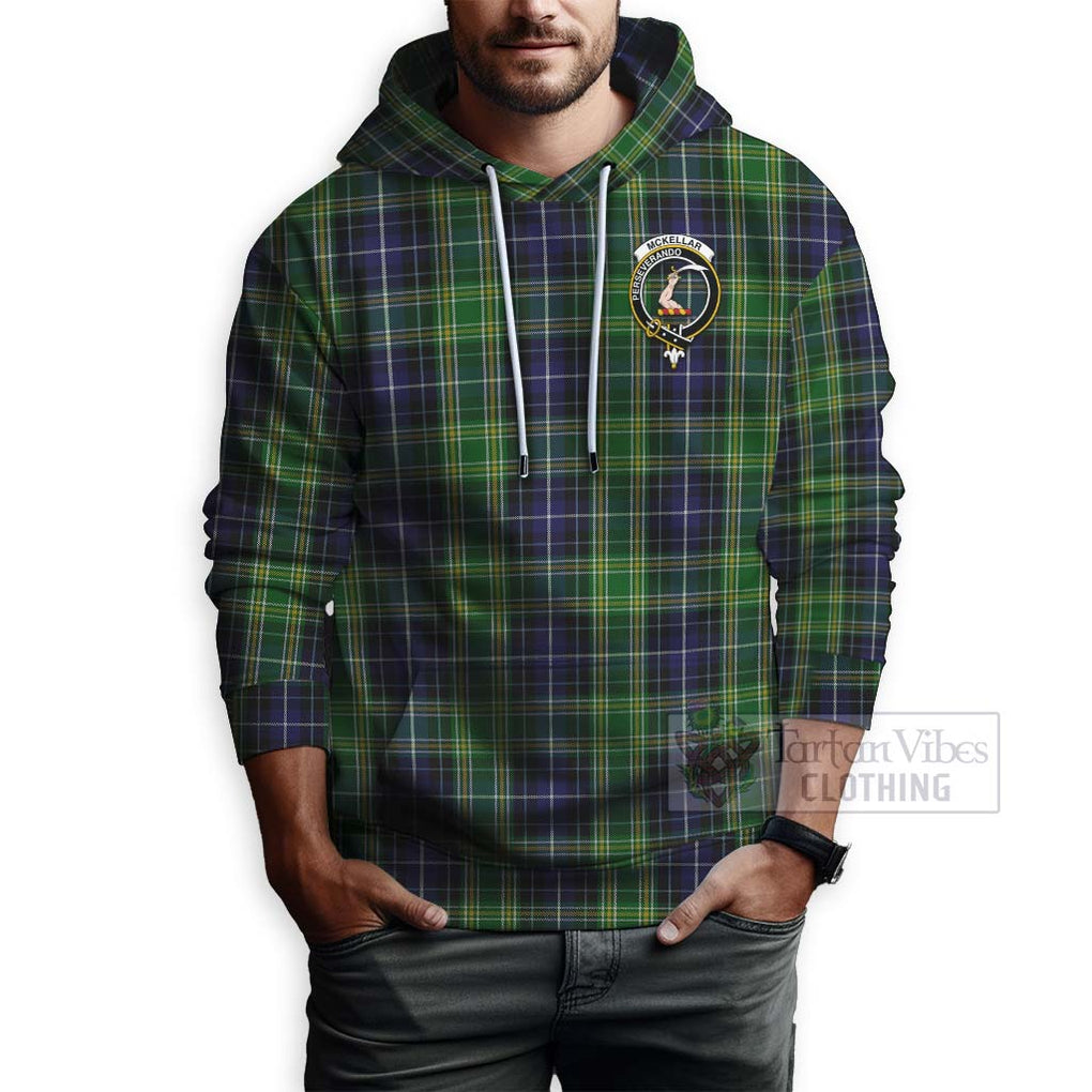 Tartan Vibes Clothing McKellar Tartan Hoodie with Family Crest and Bearded Skull Holding Bottles of Whiskey