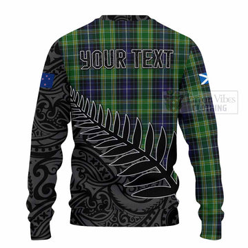 Tartan Vibes Clothing McKellar Crest Tartan Knitted Sweater with New Zealand Silver Fern Half Style