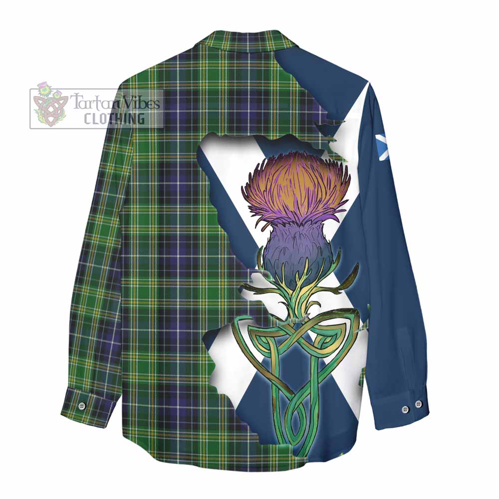Tartan Vibes Clothing McKellar Tartan Family Crest Women's Casual Shirt Scottish Thistle Celtic Inspired