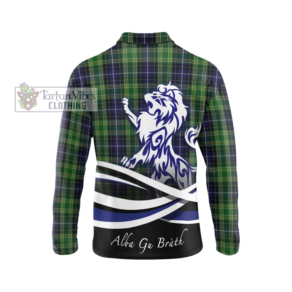 McKellar Tartan Long Sleeve Polo Shirt with Alba Gu Brath Regal Lion Emblem - Tartanvibesclothing Shop