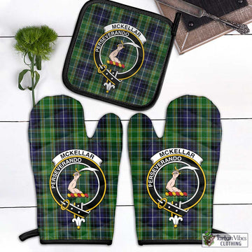 McKellar Tartan Combo Oven Mitt & Pot-Holder with Family Crest Combo 1 Oven Mitt & 1 Pot-Holder Black - Tartan Vibes Clothing