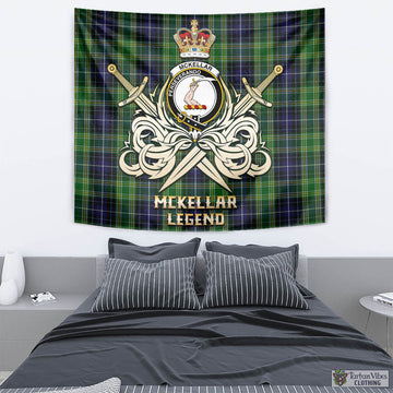 Tartan Vibes Clothing McKellar Tartan Tapestry with Clan Crest and the Golden Sword of Courageous Legacy