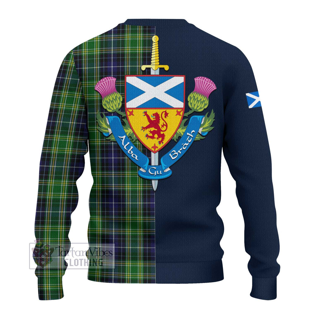 Tartan Vibes Clothing McKellar Tartan Knitted Sweater with Scottish Lion Royal Arm Half Style
