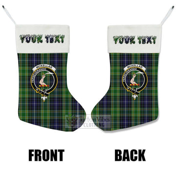 Tartan Vibes Clothing McKellar Tartan Family Crest Christmas Stocking with Personalized Text