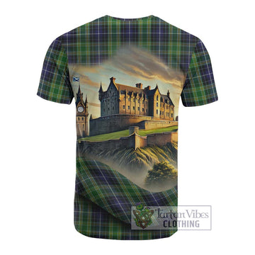 Tartan Vibes Clothing McKellar Tartan Family Crest Cotton T-shirt with Scottish Ancient Castle Style