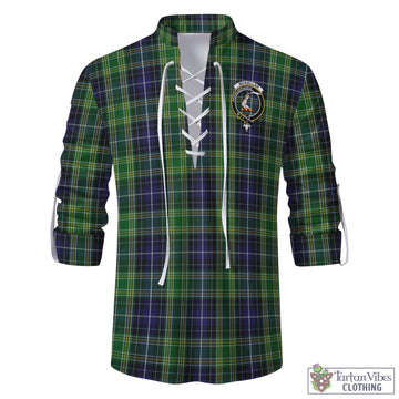 Tartan Vibes Clothing McKellar Tartan Men's Scottish Traditional Jacobite Ghillie Kilt Shirt with Family Crest
