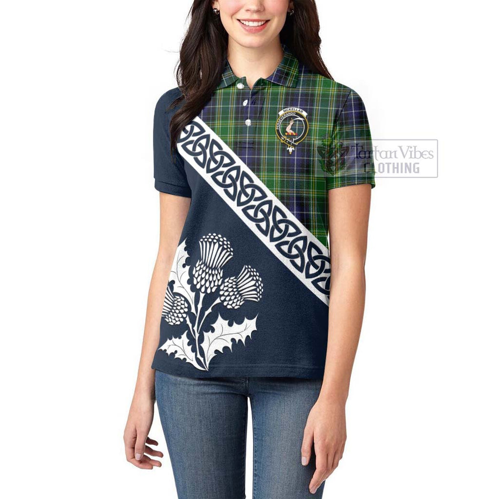 Tartan Vibes Clothing McKellar Tartan Women's Polo Shirt Featuring Thistle and Scotland Map