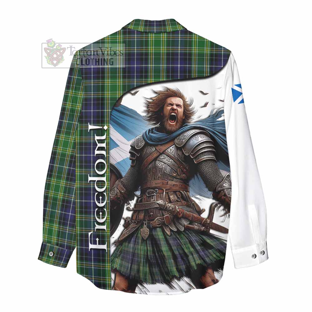 Tartan Vibes Clothing McKellar Crest Tartan Women's Casual Shirt Inspired by the Freedom of Scottish Warrior