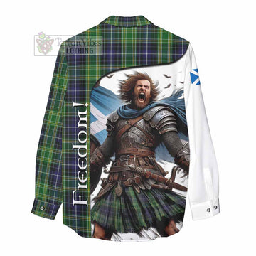 Tartan Vibes Clothing McKellar Crest Tartan Women's Casual Shirt Inspired by the Freedom of Scottish Warrior