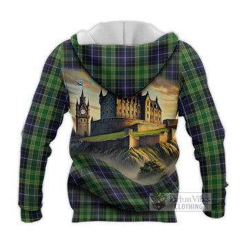 Tartan Vibes Clothing McKellar Tartan Family Crest Knitted Hoodie with Scottish Ancient Castle Style