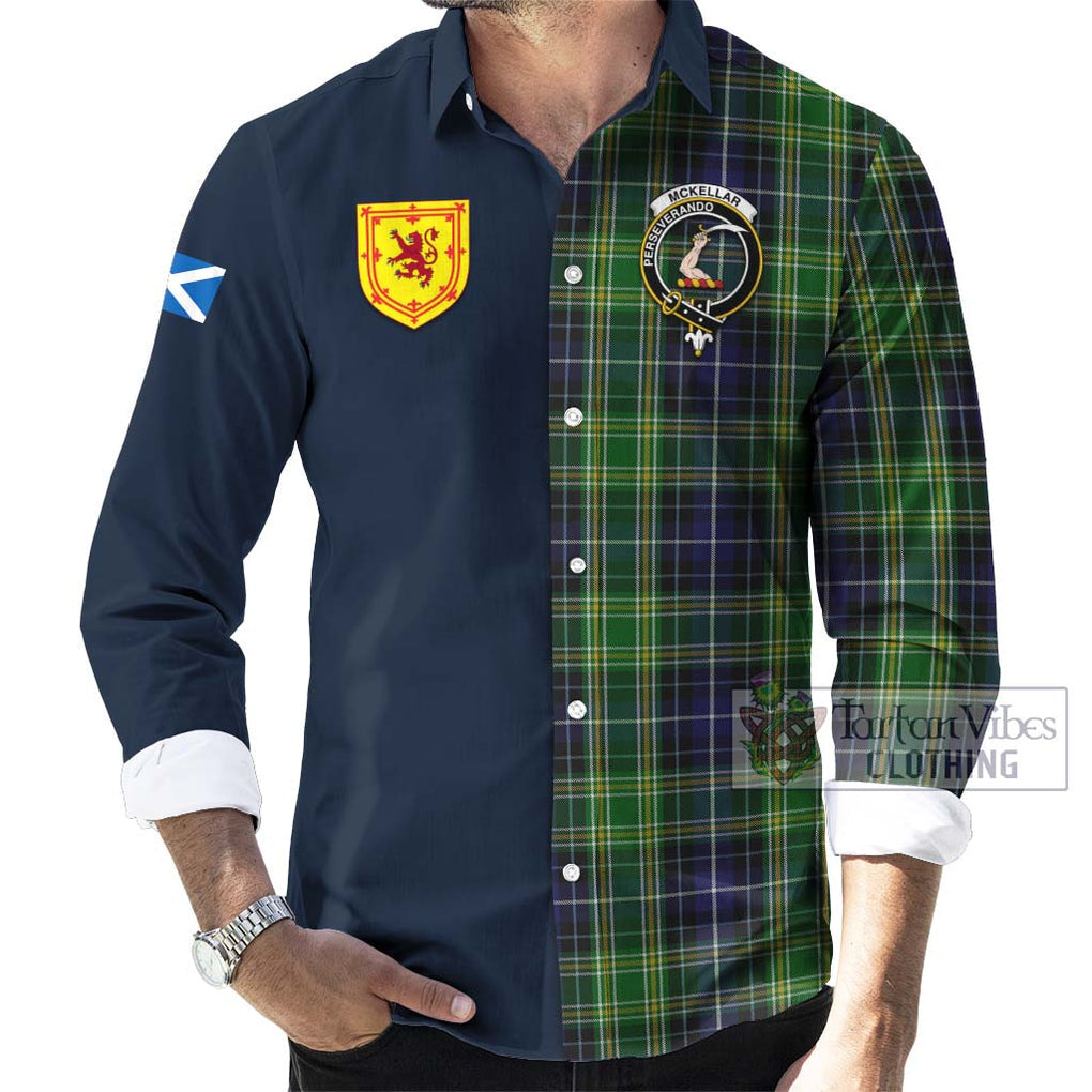 Tartan Vibes Clothing McKellar Tartan Long Sleeve Button Shirt with Scottish Lion Royal Arm Half Style