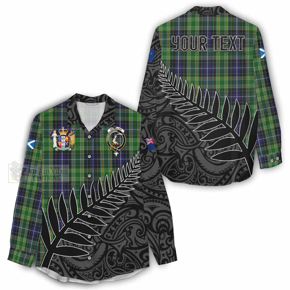 Tartan Vibes Clothing McKellar Crest Tartan Women's Casual Shirt with New Zealand Silver Fern Half Style