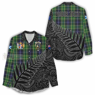 Tartan Vibes Clothing McKellar Crest Tartan Women's Casual Shirt with New Zealand Silver Fern Half Style