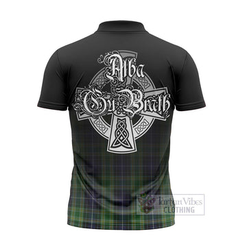 Tartan Vibes Clothing McKellar Tartan Zipper Polo Shirt Featuring Alba Gu Brath Family Crest Celtic Inspired