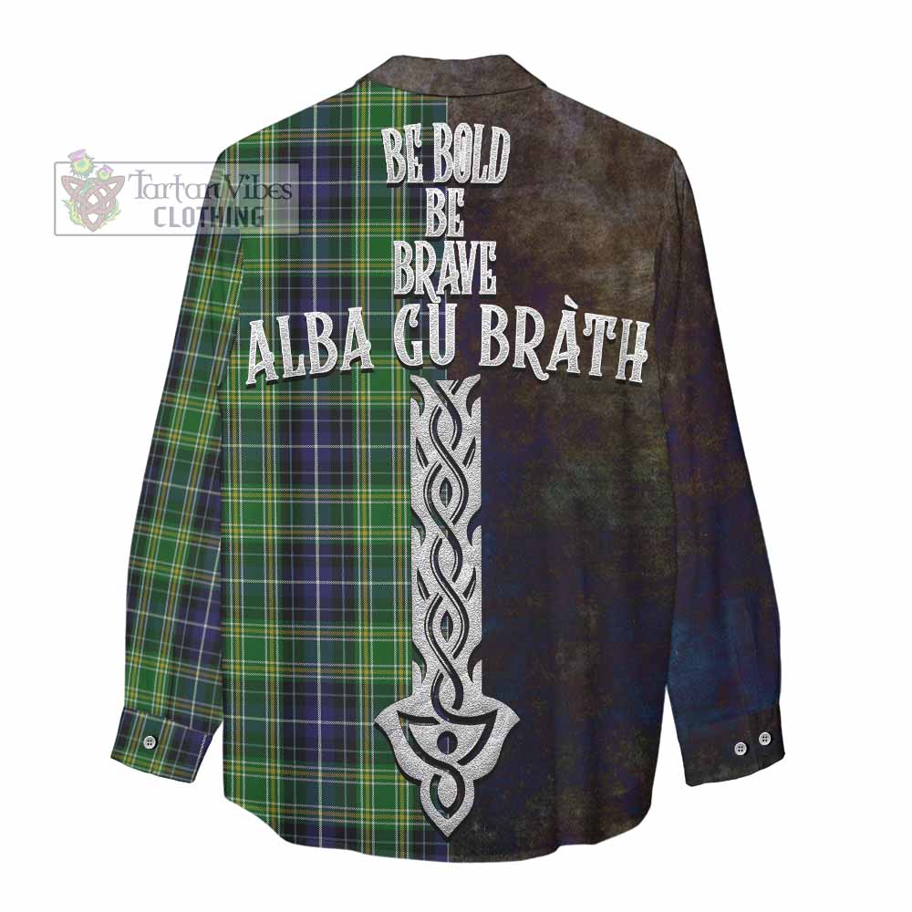 Tartan Vibes Clothing McKellar Tartan Family Crest Women's Casual Shirt Alba Gu Brath Be Brave Lion Ancient Style