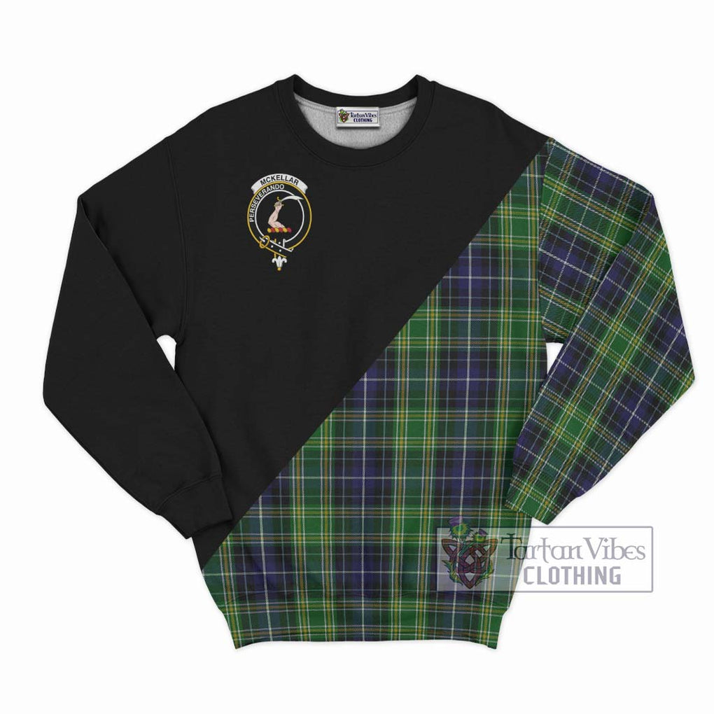 McKellar Tartan Sweatshirt with Family Crest and Military Logo Style - Tartanvibesclothing Shop