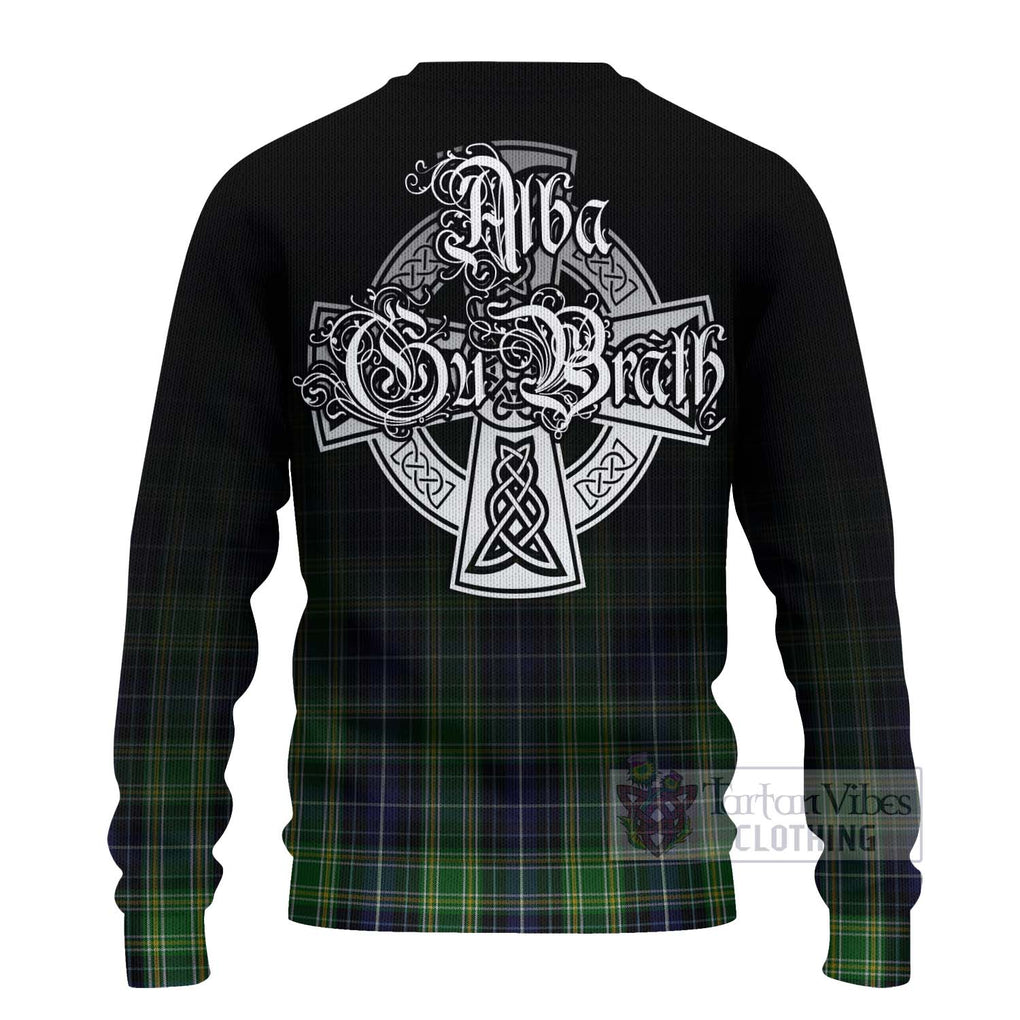 Tartan Vibes Clothing McKellar Tartan Knitted Sweater Featuring Alba Gu Brath Family Crest Celtic Inspired