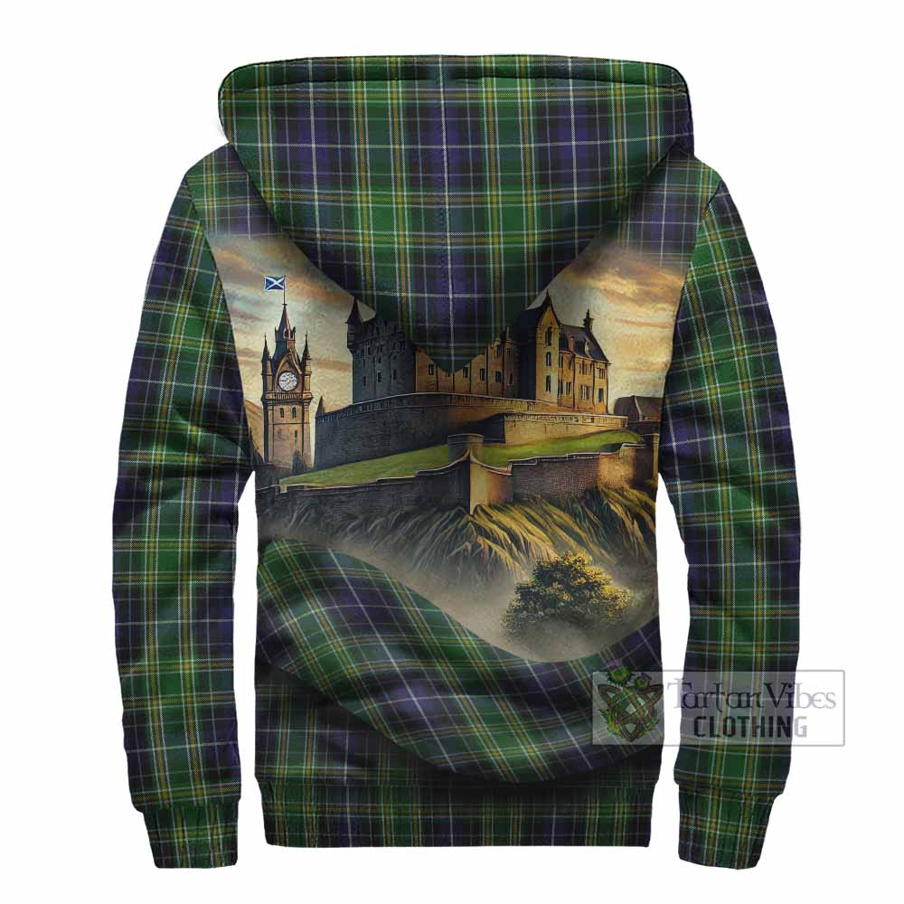 Tartan Vibes Clothing McKellar Tartan Family Crest Sherpa Hoodie with Scottish Ancient Castle Style