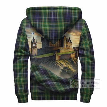 Tartan Vibes Clothing McKellar Tartan Family Crest Sherpa Hoodie with Scottish Ancient Castle Style