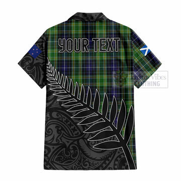 Tartan Vibes Clothing McKellar Crest Tartan Short Sleeve Button Shirt with New Zealand Silver Fern Half Style