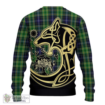 McKellar Tartan Knitted Sweater with Family Crest Celtic Wolf Style - Tartan Vibes Clothing