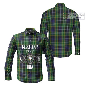 McKellar Tartan Long Sleeve Button Shirt with Family Crest DNA In Me Style Men's Shirt - Tartanvibesclothing Shop