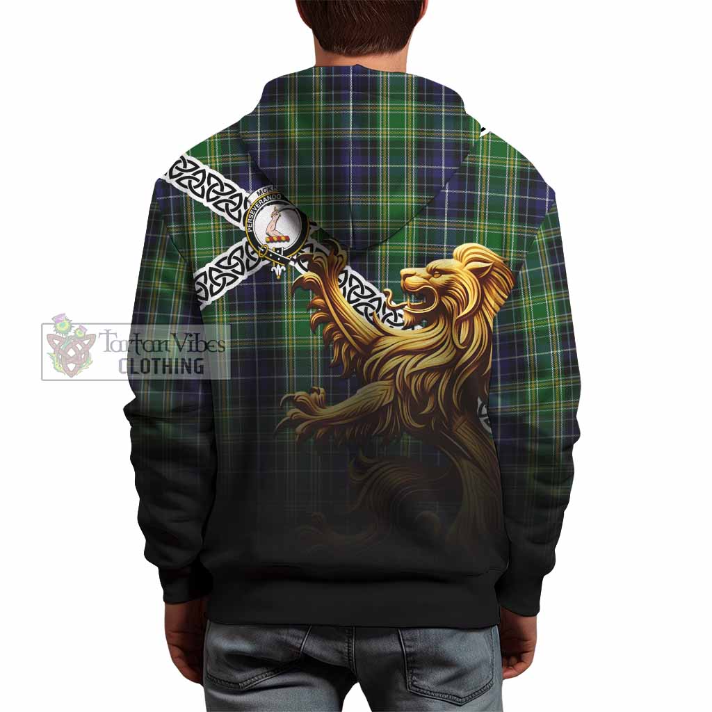 Tartan Vibes Clothing McKellar Crest Tartan Hoodie with Golden Lion Emblem Celtic Style