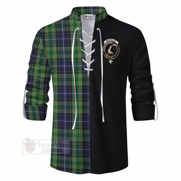 Tartan Vibes Clothing McKellar Tartan Ghillie Kilt Shirt with Family Crest and Half Of Me Style