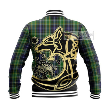 McKellar Tartan Baseball Jacket with Family Crest Celtic Wolf Style - Tartan Vibes Clothing