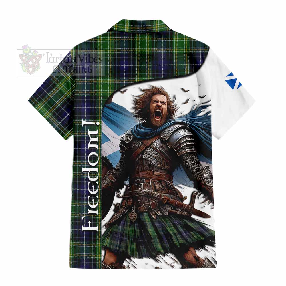 Tartan Vibes Clothing McKellar Crest Tartan Short Sleeve Button Shirt Inspired by the Freedom of Scottish Warrior