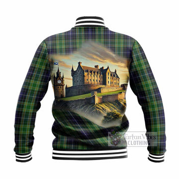 Tartan Vibes Clothing McKellar Tartan Family Crest Baseball Jacket with Scottish Ancient Castle Style