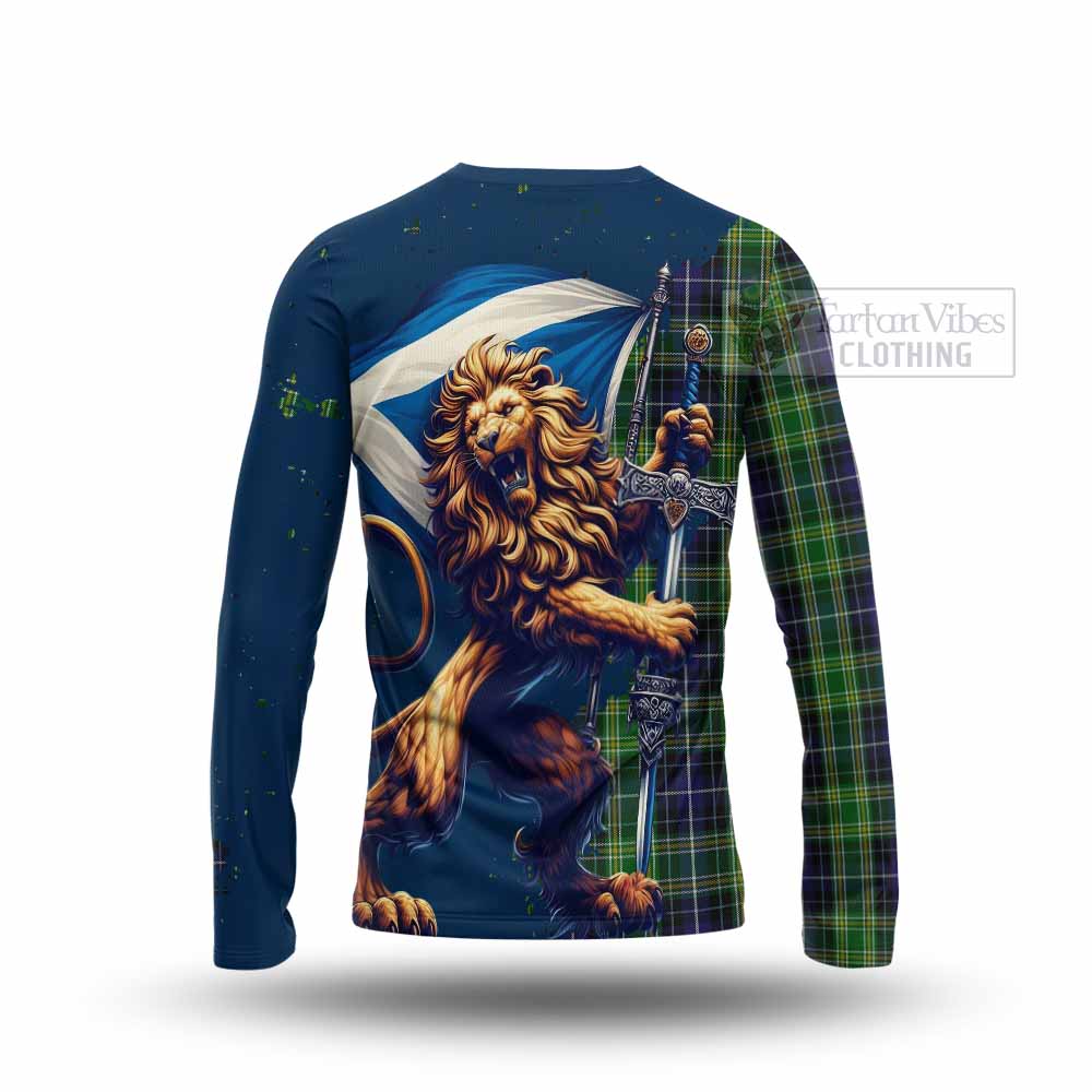 Tartan Vibes Clothing McKellar Tartan Family Crest Long Sleeve T-Shirt with Scottish Majestic Lion