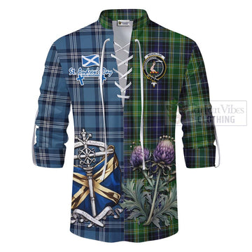 Tartan Vibes Clothing McKellar Tartan Ghillie Kilt Shirt Happy St. Andrew's Day Half Tartan Style