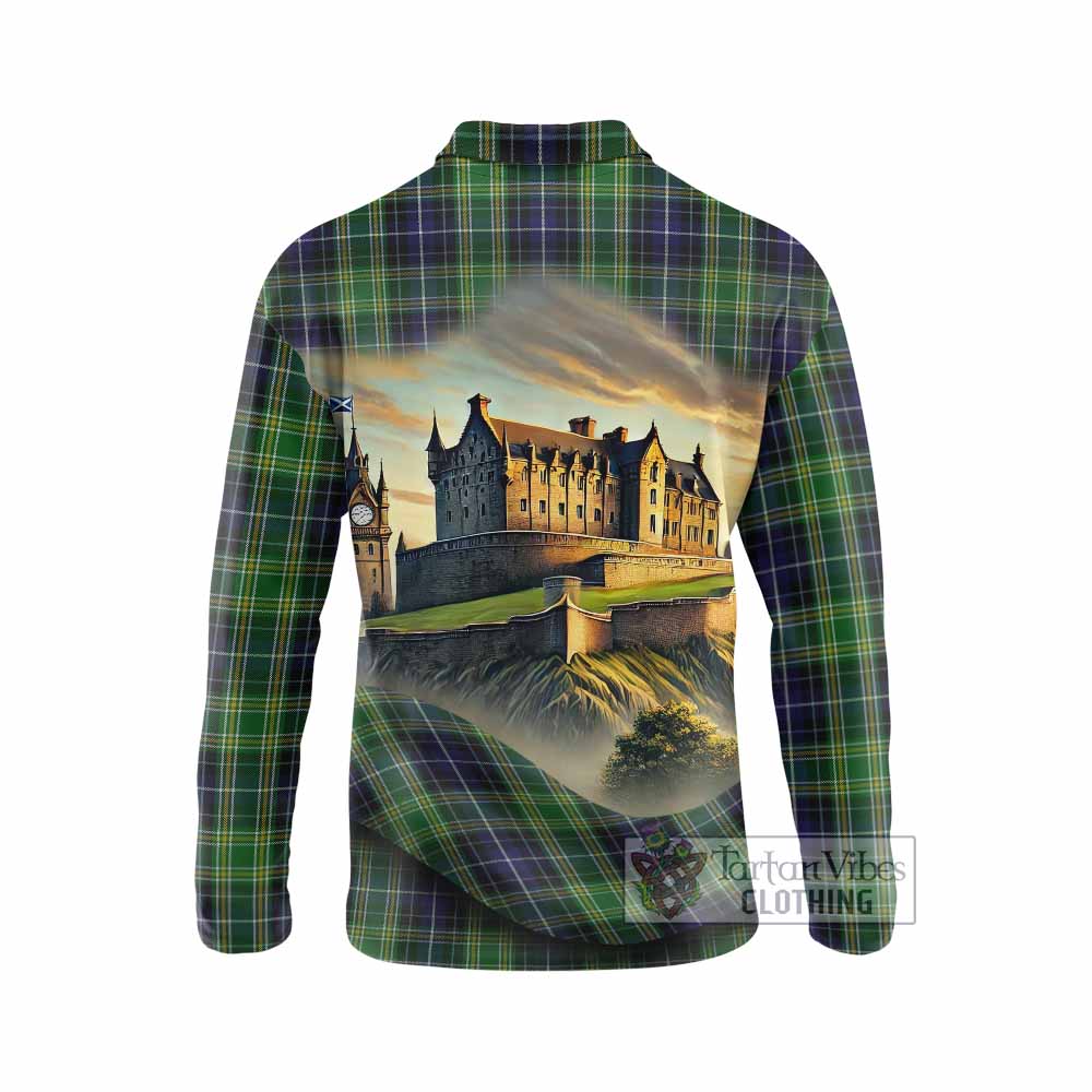 Tartan Vibes Clothing McKellar Tartan Family Crest Long Sleeve Polo Shirt with Scottish Ancient Castle Style