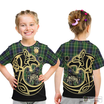 McKellar Tartan Kid T-Shirt with Family Crest Celtic Wolf Style - Tartan Vibes Clothing