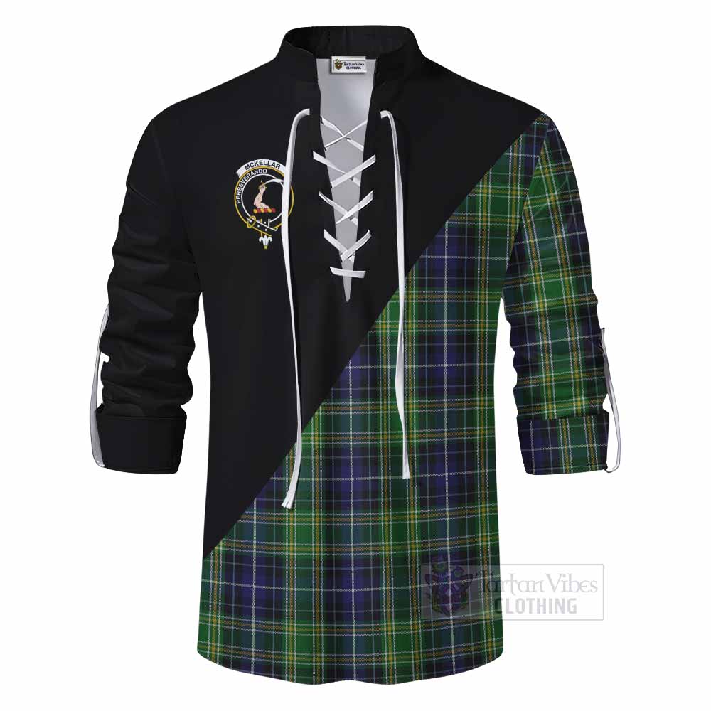 Tartan Vibes Clothing McKellar Tartan Ghillie Kilt Shirt with Family Crest and Military Logo Style