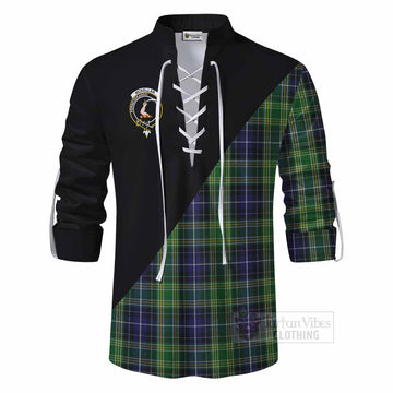Tartan Vibes Clothing McKellar Tartan Ghillie Kilt Shirt with Family Crest and Military Logo Style
