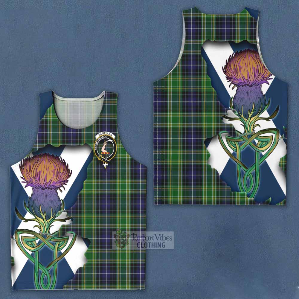 Tartan Vibes Clothing McKellar Tartan Family Crest Men's Tank Top Scottish Thistle Celtic Inspired