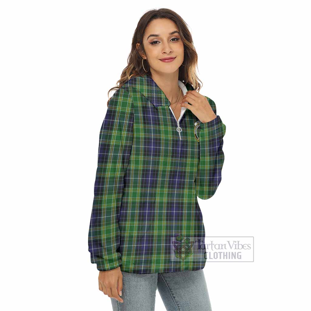 Tartan Vibes Clothing McKellar Tartan Crest Women's Borg  Half Zip Fleece Hoodie