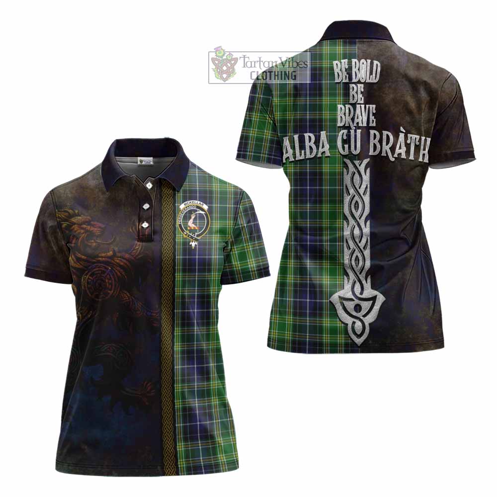 Tartan Vibes Clothing McKellar Tartan Family Crest Women's Polo Shirt Alba Gu Brath Be Brave Lion Ancient Style